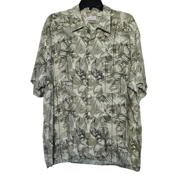 Natural Issue Mens Green Leaf Pattern Short Sleeve Shirt XL Vacation Travel - Picture 3 of 5
